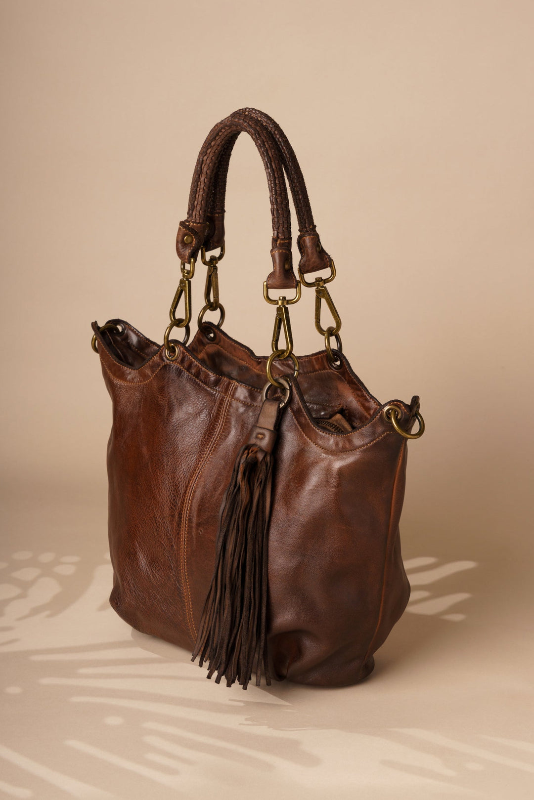 Calla Lily Convertible Hobo side profile   - Chocolate Brown |LUSHER