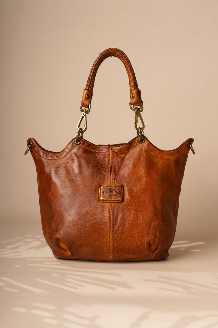 Calla Lily Convertible Hobo Back of bag - Cognac | LUSHER 