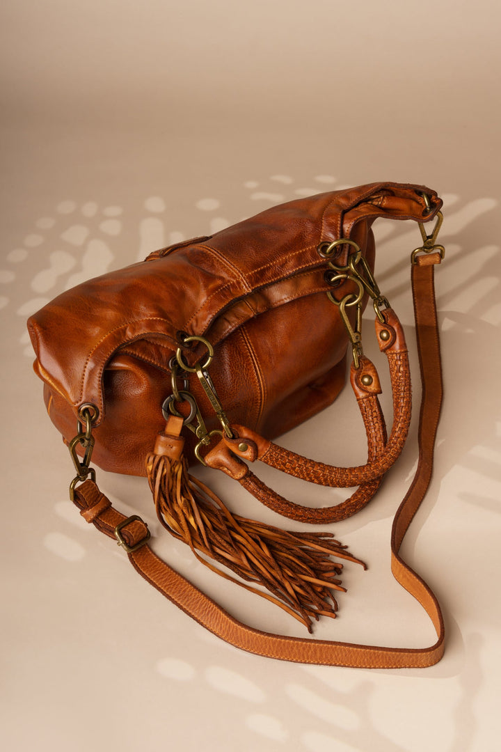 Calla Lily Convertible Hobo with removable straps and crossbody strap - Cognac | LUSHER 