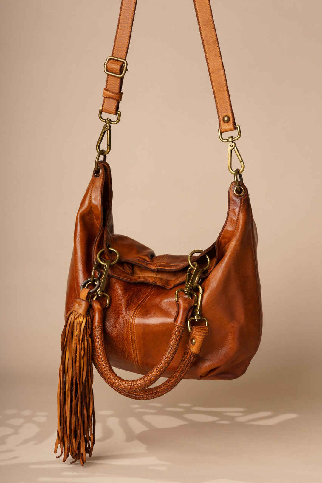 Calla Lily Crossbody Hobo- Cognac | LUSHER 