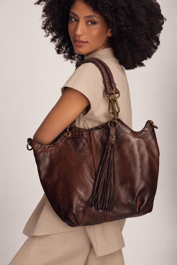 Lusher Calla Lily Convertible Hobo in Chocolate brown