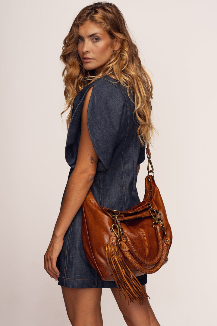 Calla Lily Convertible Hobo - Cognac | LUSHER | Crossbody Style