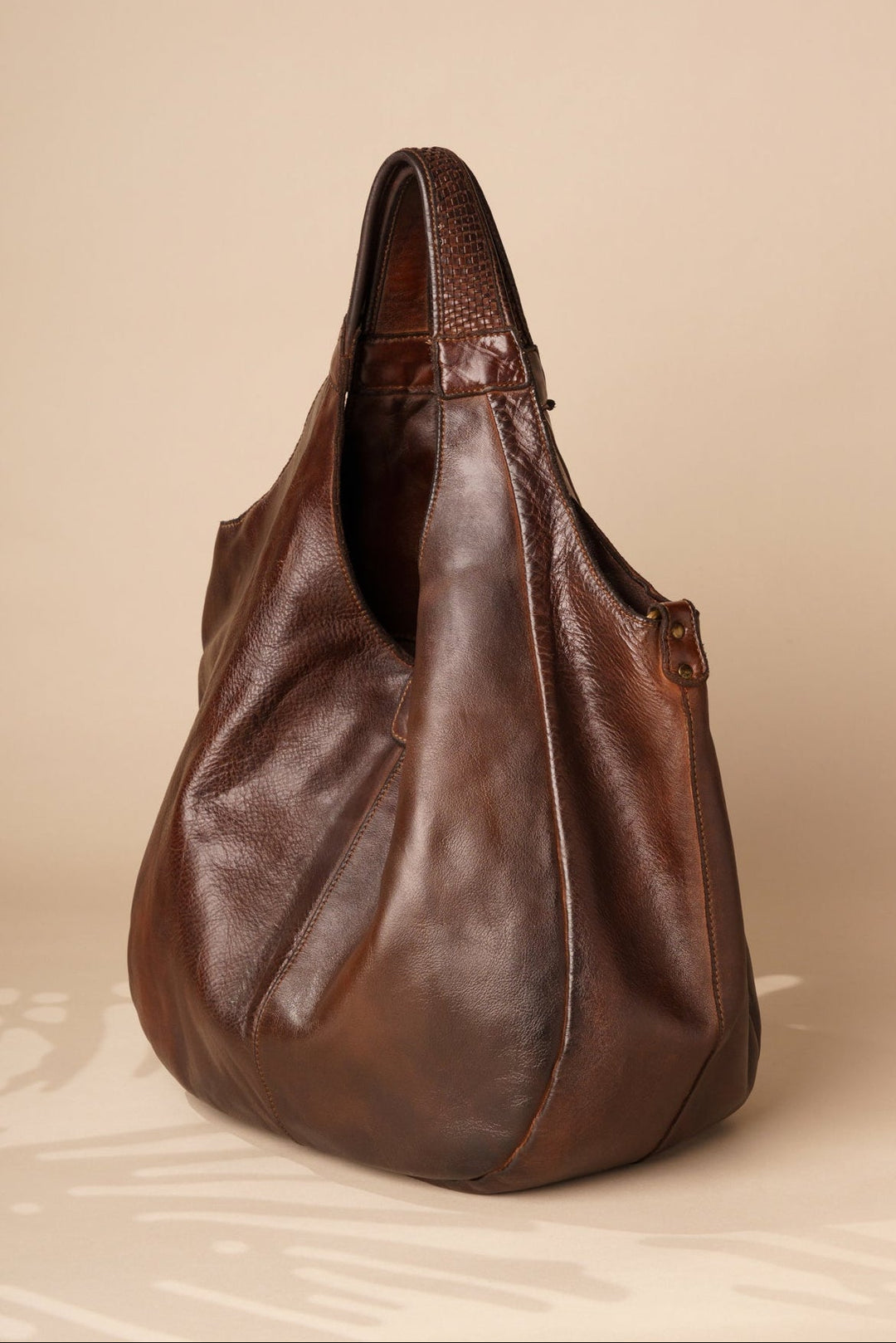 Carryall Crossbody Hobo - Chocolate Brown - LUSHER Carryall Italian leather hobo