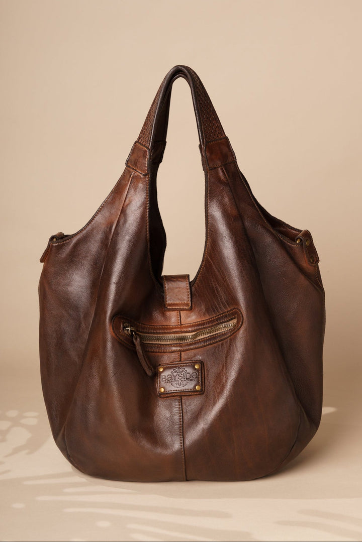 Carryall Crossbody Hobo - Chocolate Brown - LUSHER Carryall Italian leather hobo