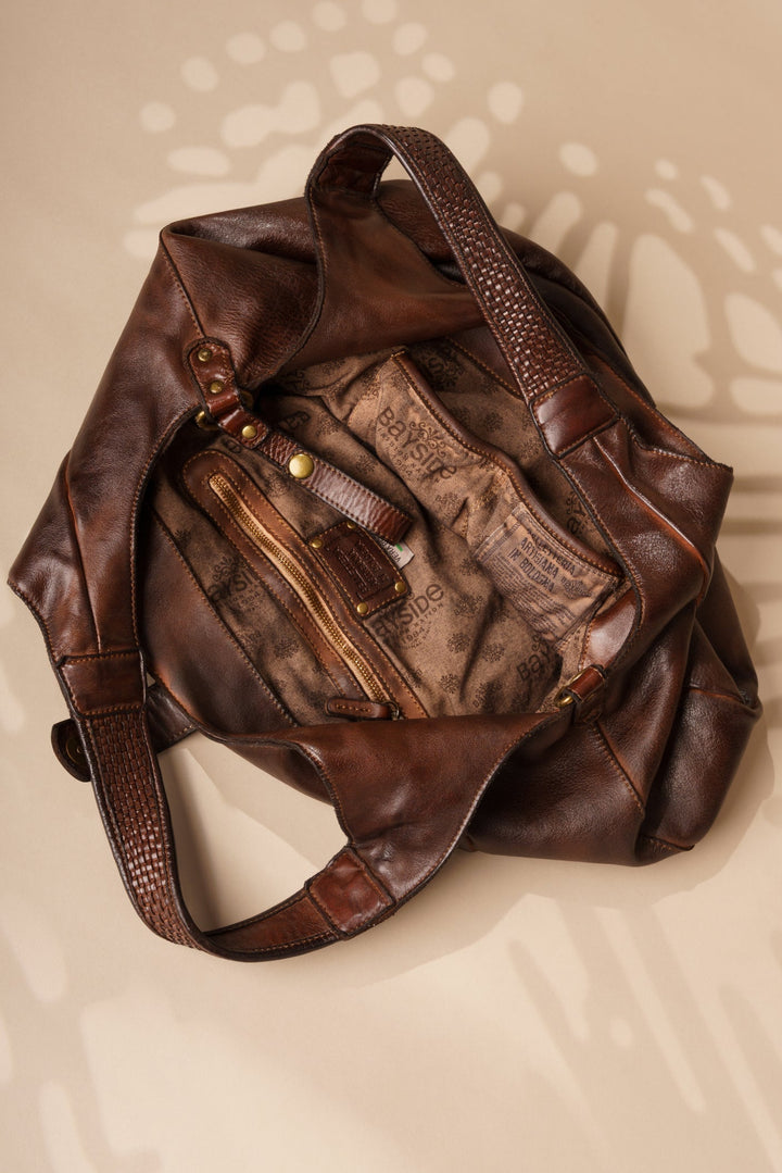 Carryall Crossbody Hobo - Chocolate Brown - LUSHER Carryall Italian leather hobo