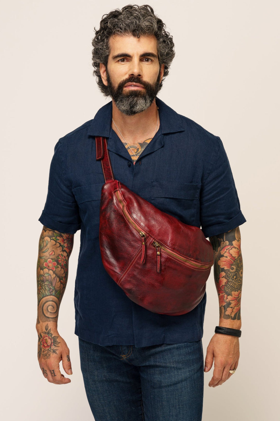 Mens large leather crossbody sling bag, mens Bordeaux leather crossbody  sling bag, mens designer crossbody sling bag