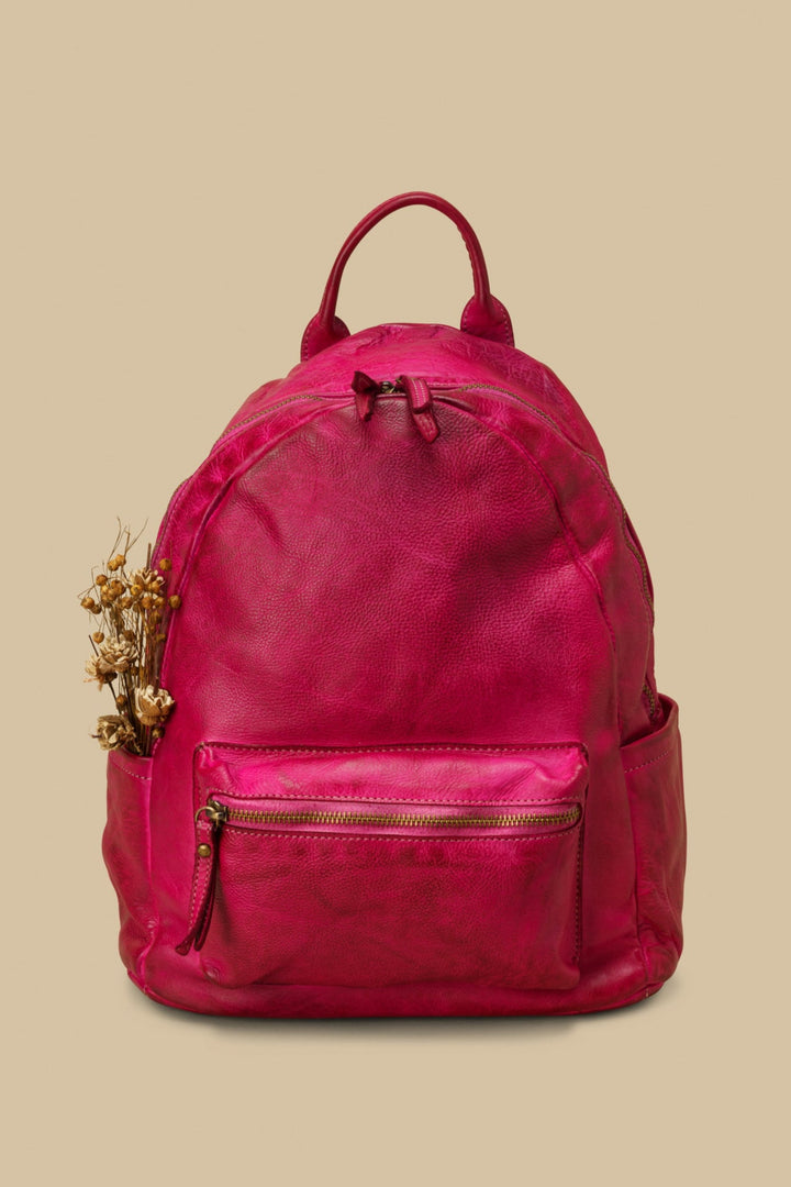 EXPLORER BACKPACK FUCHSIA, FUCHSIA BACKPACK, SOFT LEATHER BACKPACK, LUSHER BACKPACKS