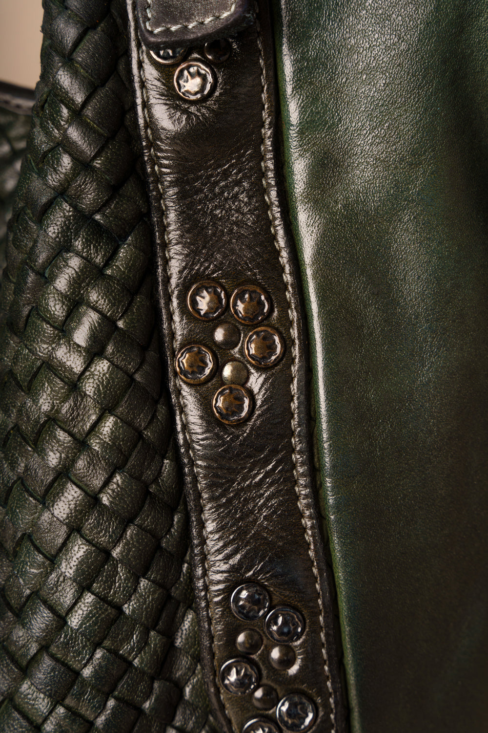 Emilia Handwoven Leather Hobo - bottle green / LUSHER