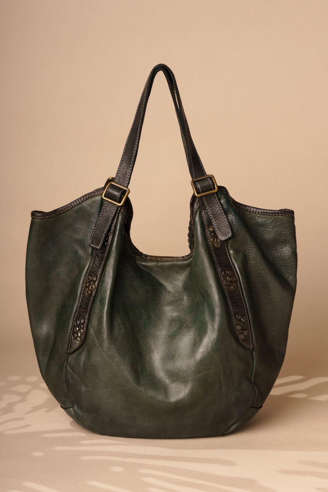 Emilia Handwoven Leather Hobo - bottle green / LUSHER