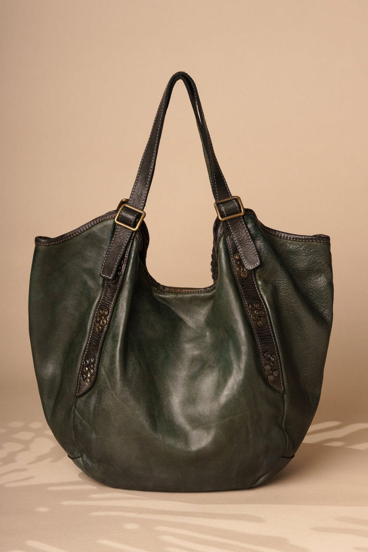 Emilia Handwoven Leather Hobo - bottle green / LUSHER