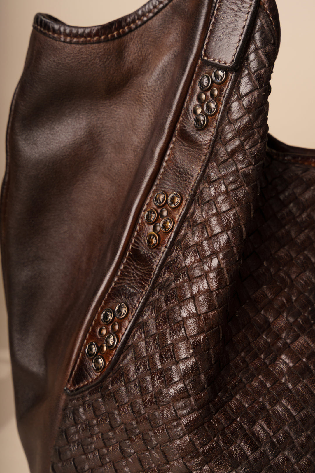 Emilia Handwoven Italian Leather Hobo - Chocolate Brown