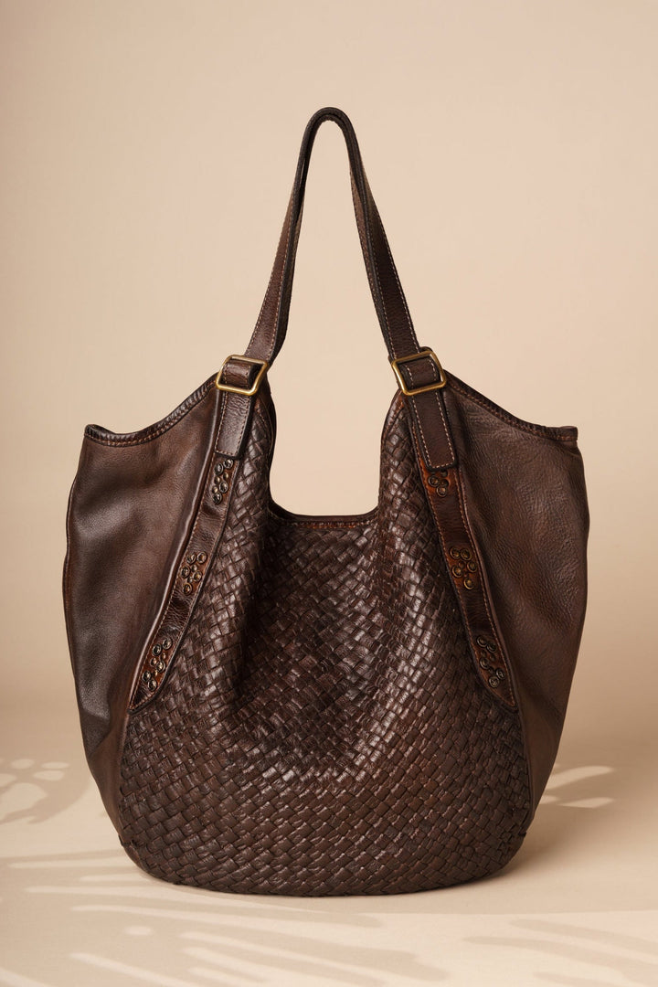 Emilia Handwoven Italian Leather Hobo - Chocolate Brown