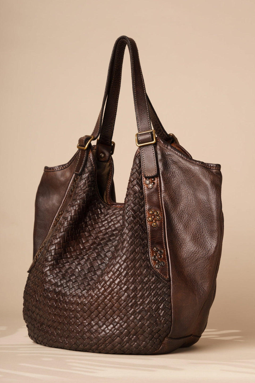 Emilia Handwoven Italian Leather Hobo - Chocolate Brown