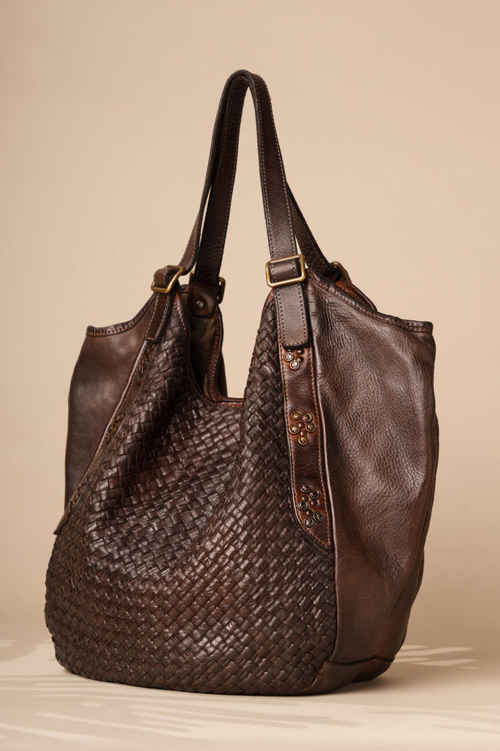 Emilia Handwoven Italian Leather Hobo - Chocolate Brown