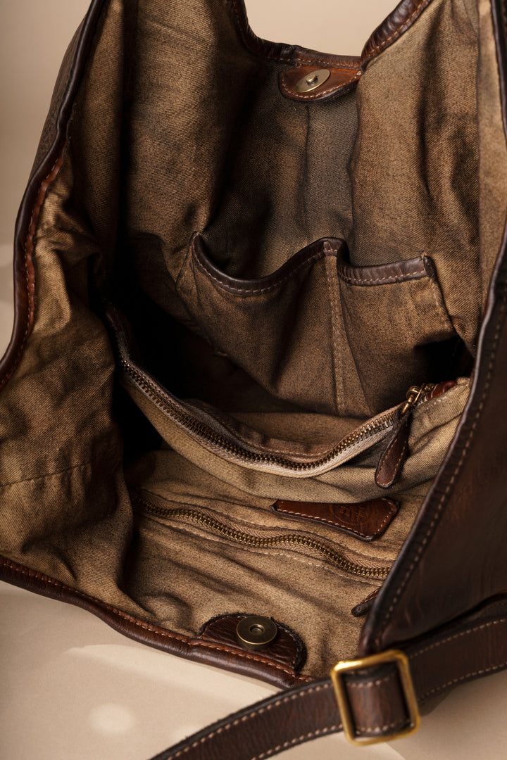 Emilia Handwoven Italian Leather Hobo - Chocolate Brown