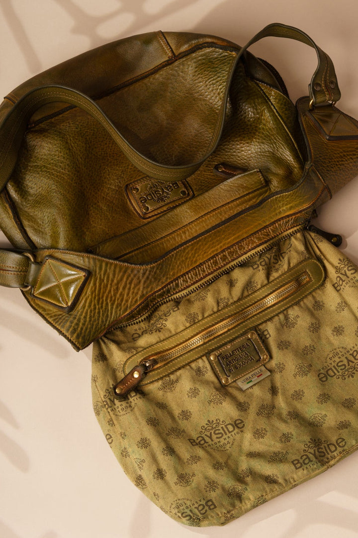 Heritage Leather Saddle Bag - Camouflage, LUSHER Crossbody Saddle Bag, Bayside Fashion Nation