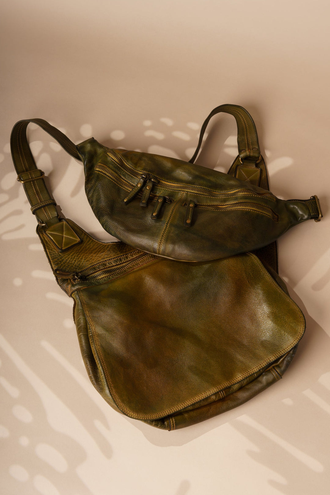 Heritage Leather Saddle Bag and Small Urban Sling Bag- Camouflage, LUSHER Crossbody Saddle Bag, Bayside Fashion Nation