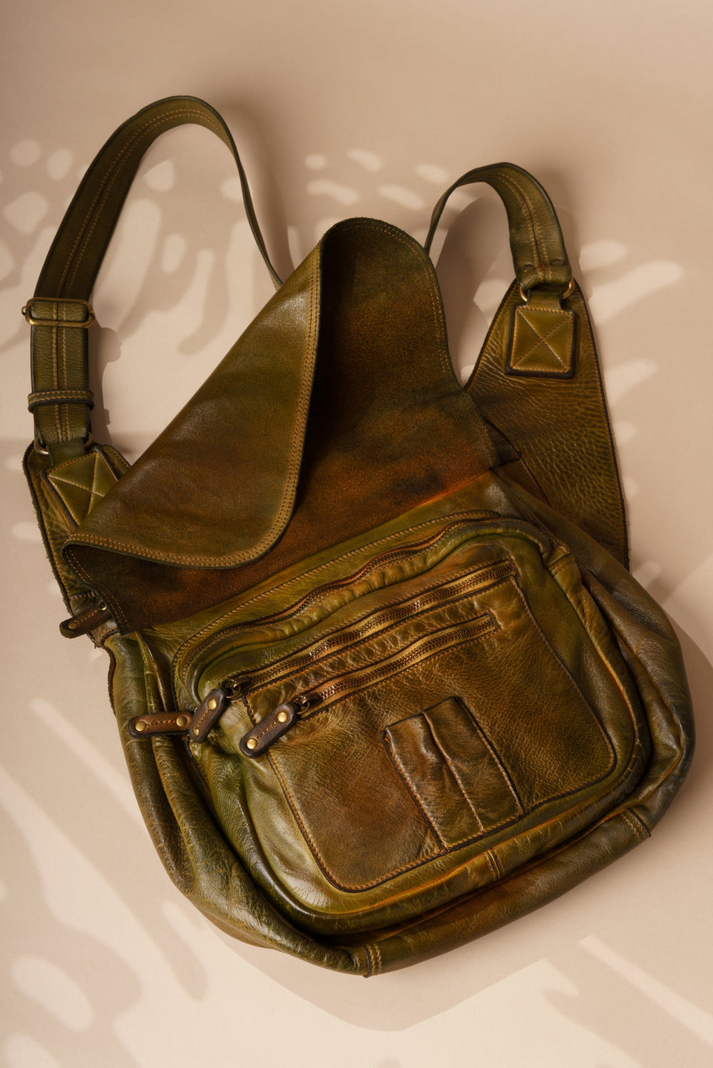 Heritage Leather Saddle Bag - Camouflage, LUSHER Crossbody Saddle Bag, Bayside Fashion Nation