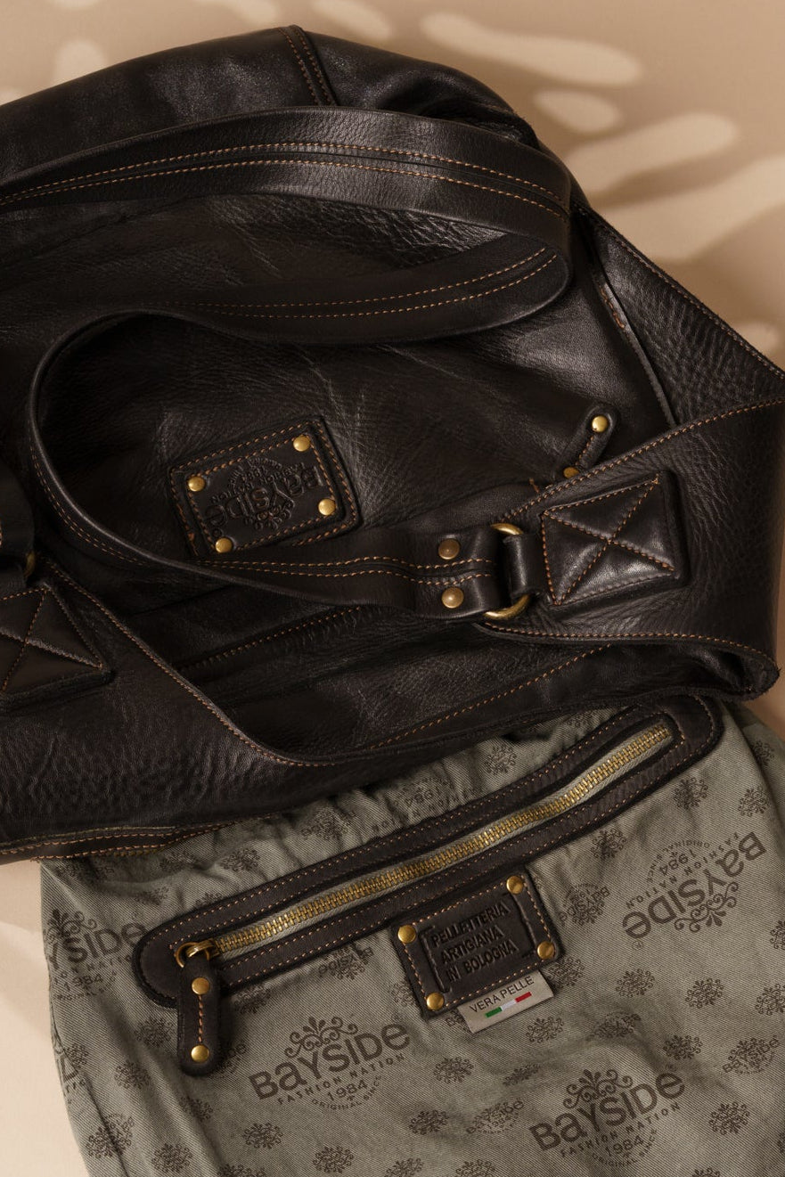Heritage Leather Saddle Bag - Distressed Black