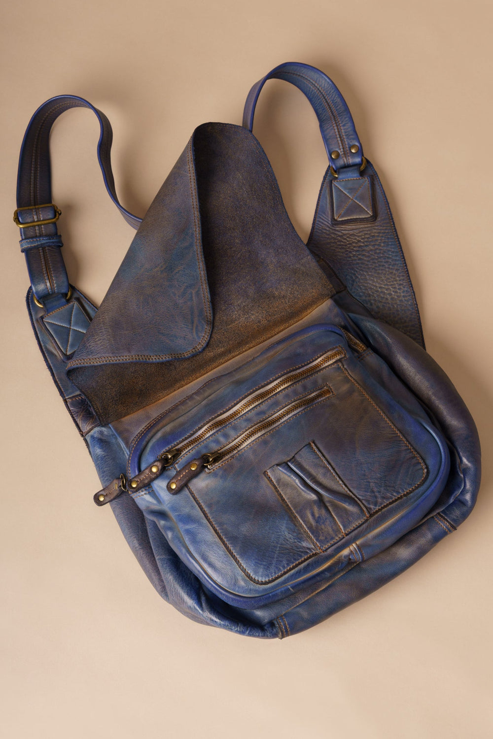 Heritage Leather Saddle Bag - Vintage Denim | LUSHER 