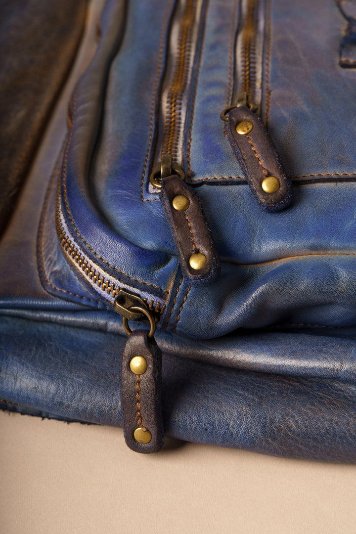 Heritage Leather Saddle Bag - Vintage Denim | LUSHER 