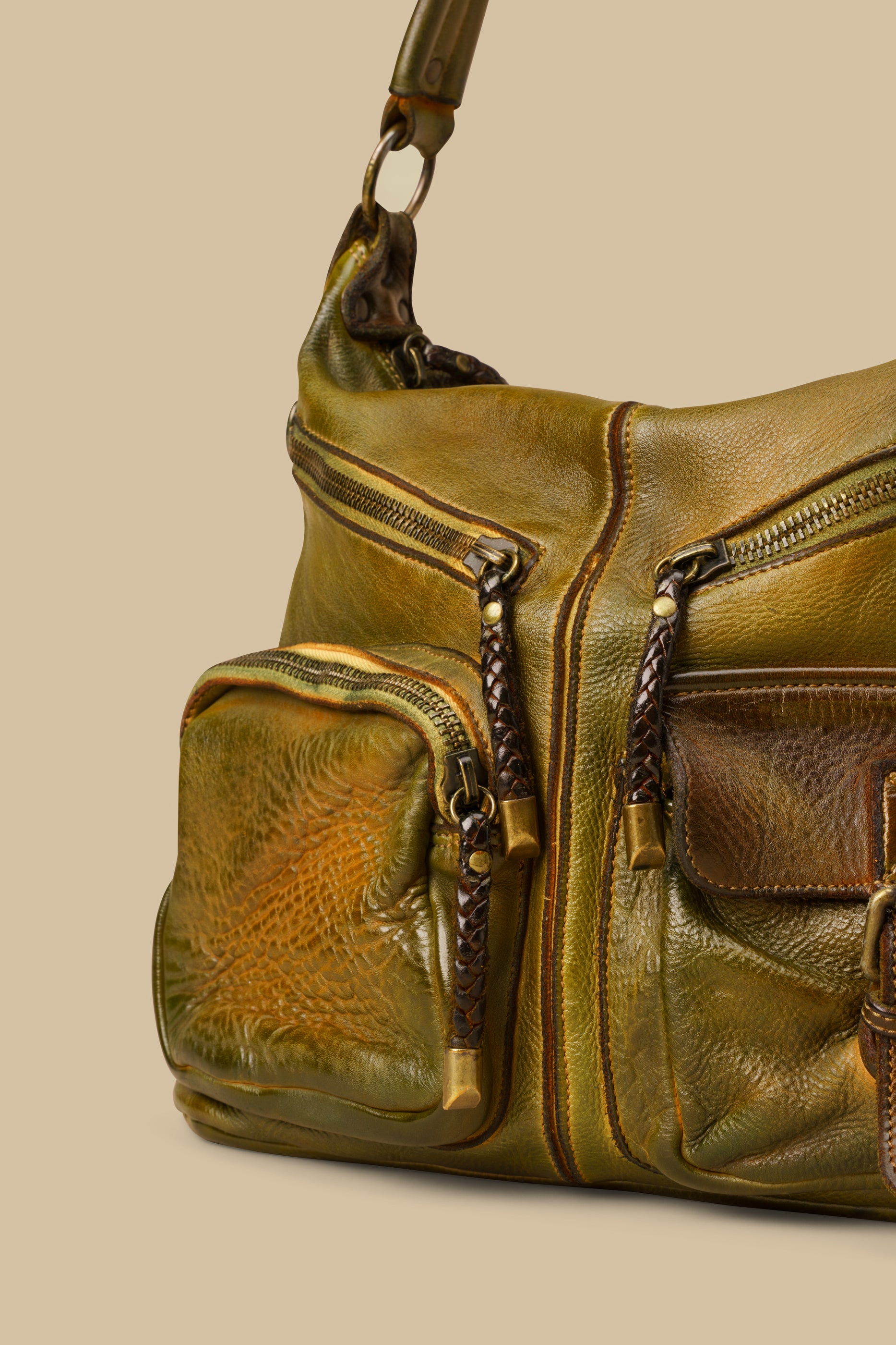Italian Leather Shoulder & Crossbody Bag - Green | Bayside84