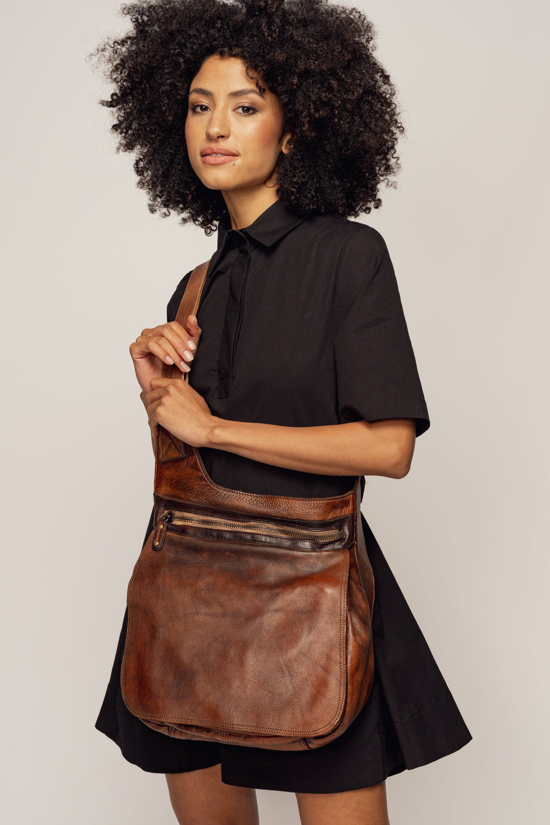 LUSHER CROSSBODY SADDLE BAG, LUSHER BAYSIDE84 CROSSBODY SADDLE BAG CIGAR BROWN