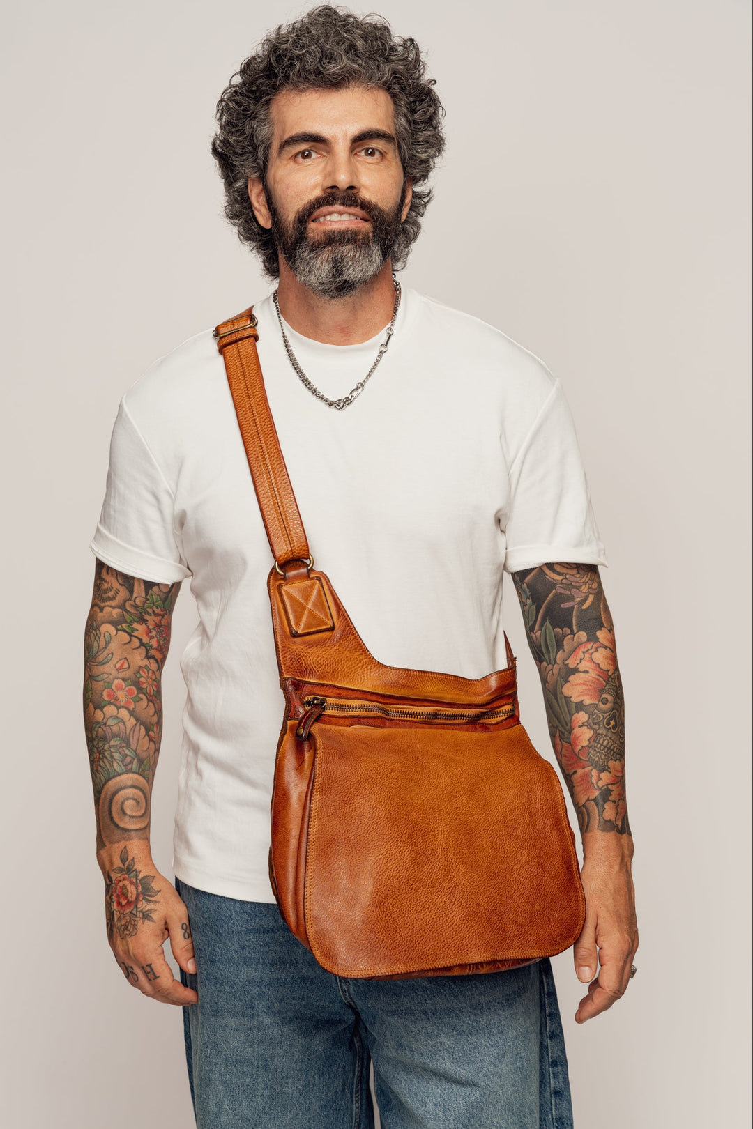 LUSHER CROSSBODY SADDLE BAG, LUSHER BAYSIDE84 CROSSBODY SADDLE BAG COGNAC