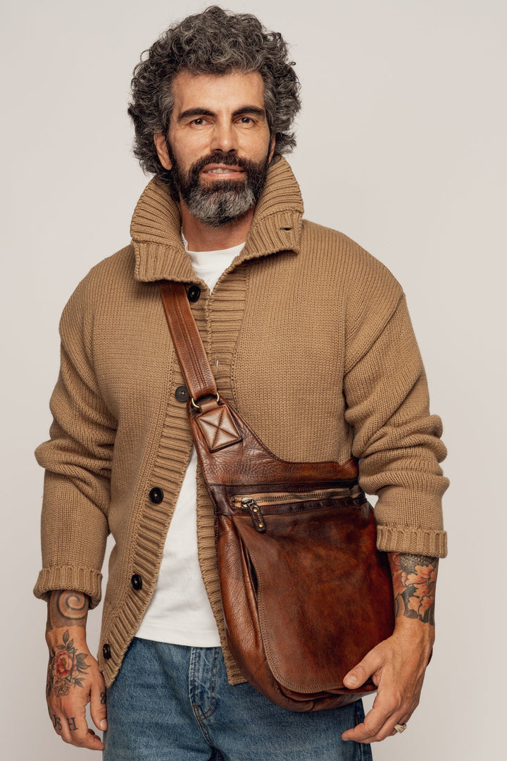 LUSHER CROSSBODY SADDLE BAG, LUSHER BAYSIDE84 CROSSBODY SADDLE BAG CIGAR BROWN