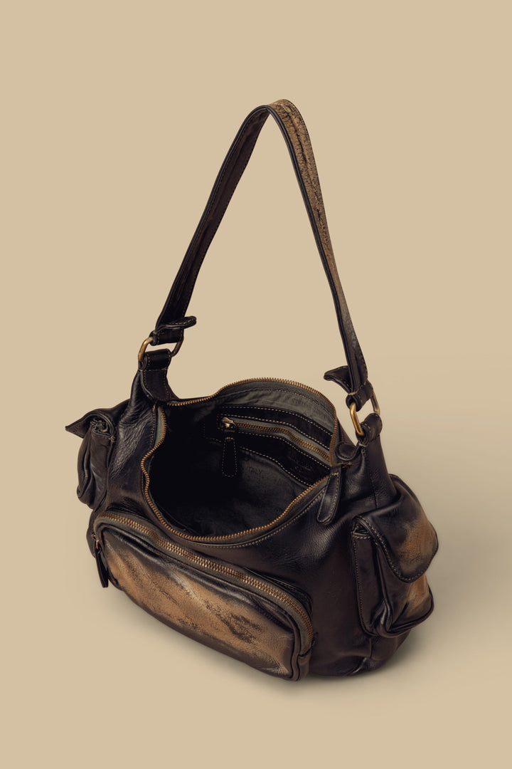 Mini Multi-Pocket Shoulder Bag - Raw Onyx