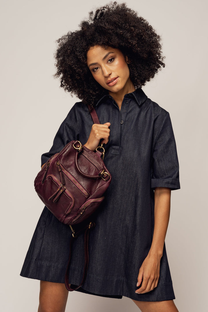 LUSHER MINI QUEST BACKPACK PURSE - PLUM 