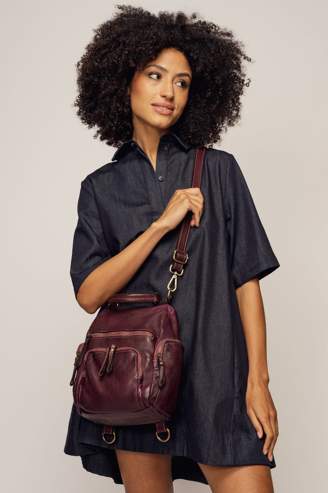 LUSHER MINI QUEST BACKPACK PURSE - PLUM 