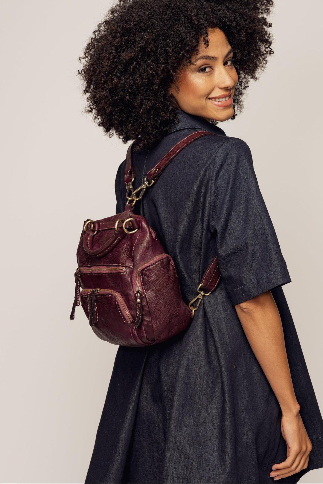 LUSHER MINI QUEST BACKPACK PURSE - PLUM 