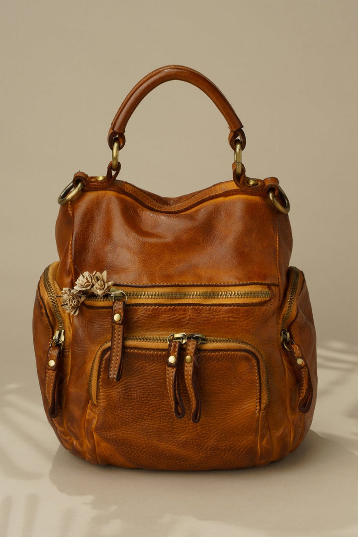 LUSHER MINI QUEST BACKPACK PURSE - COGNAC, QUEST MINI BACKPACK PURSE IN COGNAC