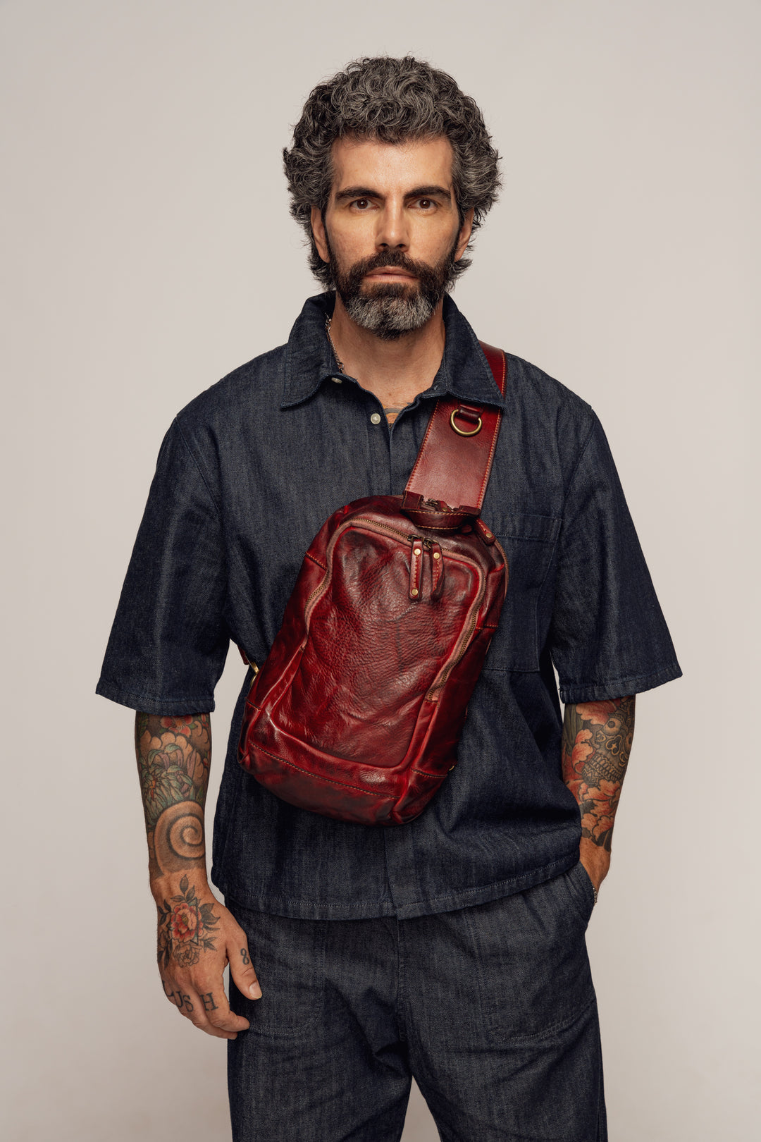 Lusher Modena Leather Sling Bag, Men's bordeaux sling bag, men's vintage leather sling bag, bayside84 modena sling bag, men's luxury leather sling bags