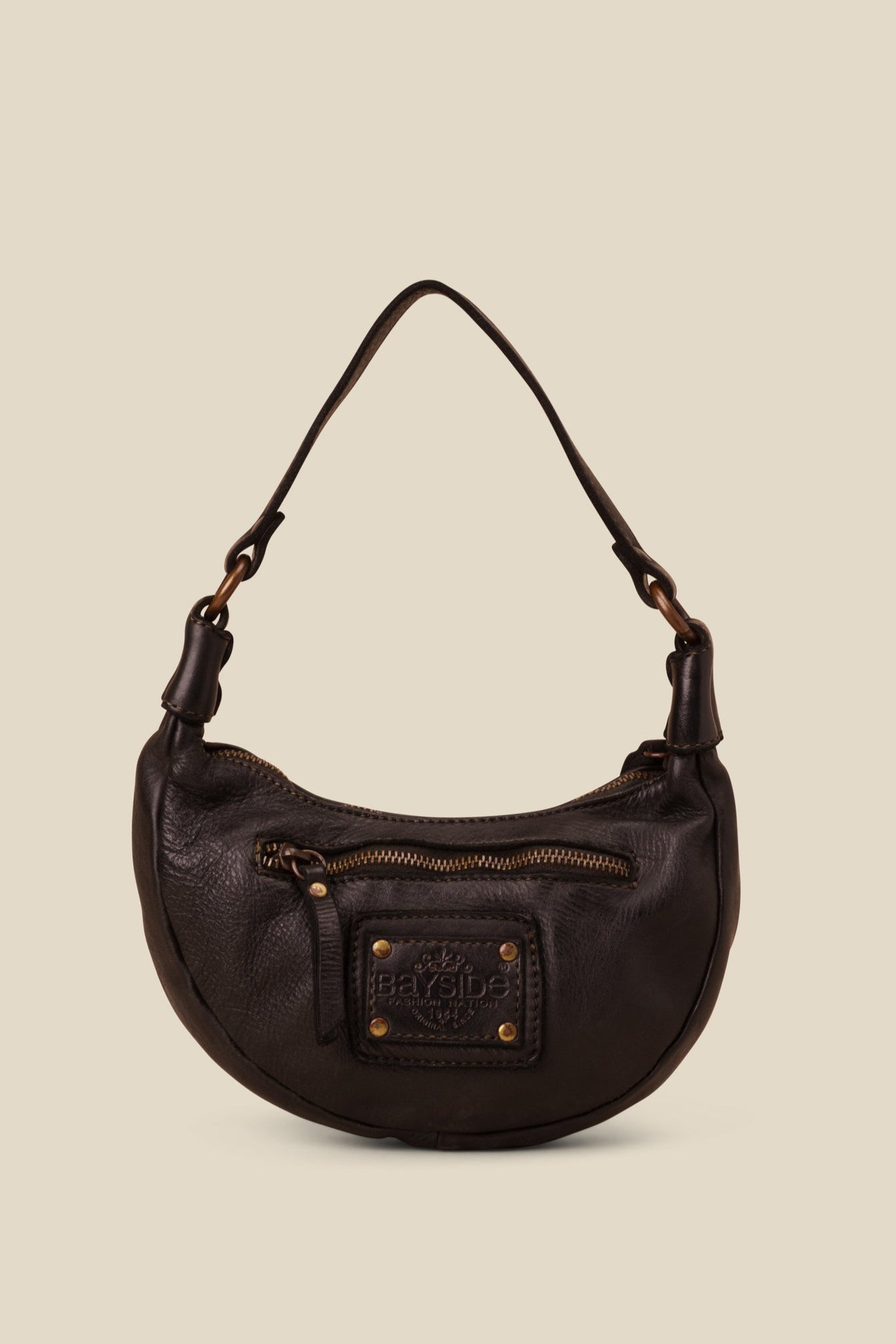 Moon Bag | Black | Italian Leather Mini Shoulder Bag | LUSHER