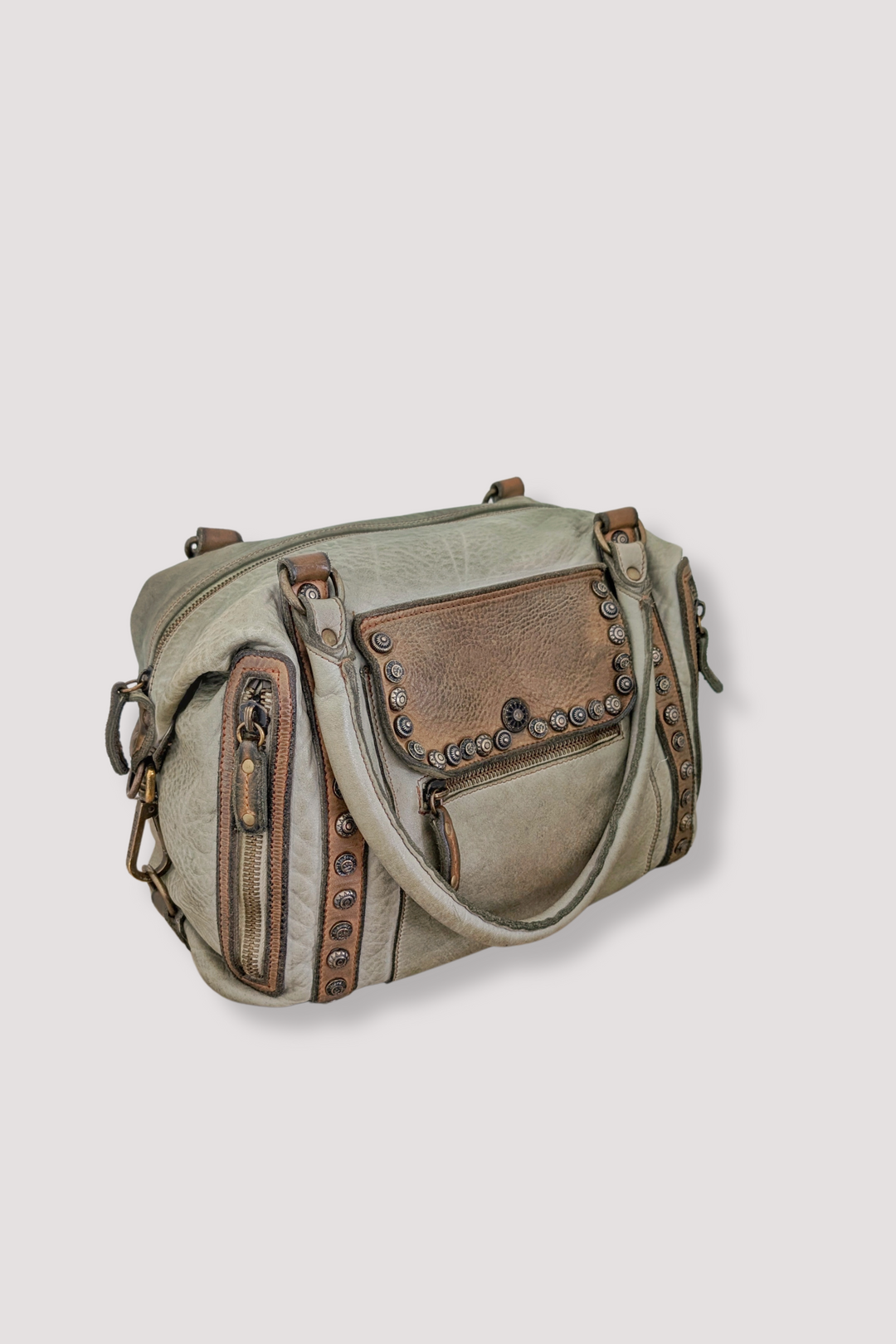 Bayside84 Motorcycle Studded Bag - Green Sage