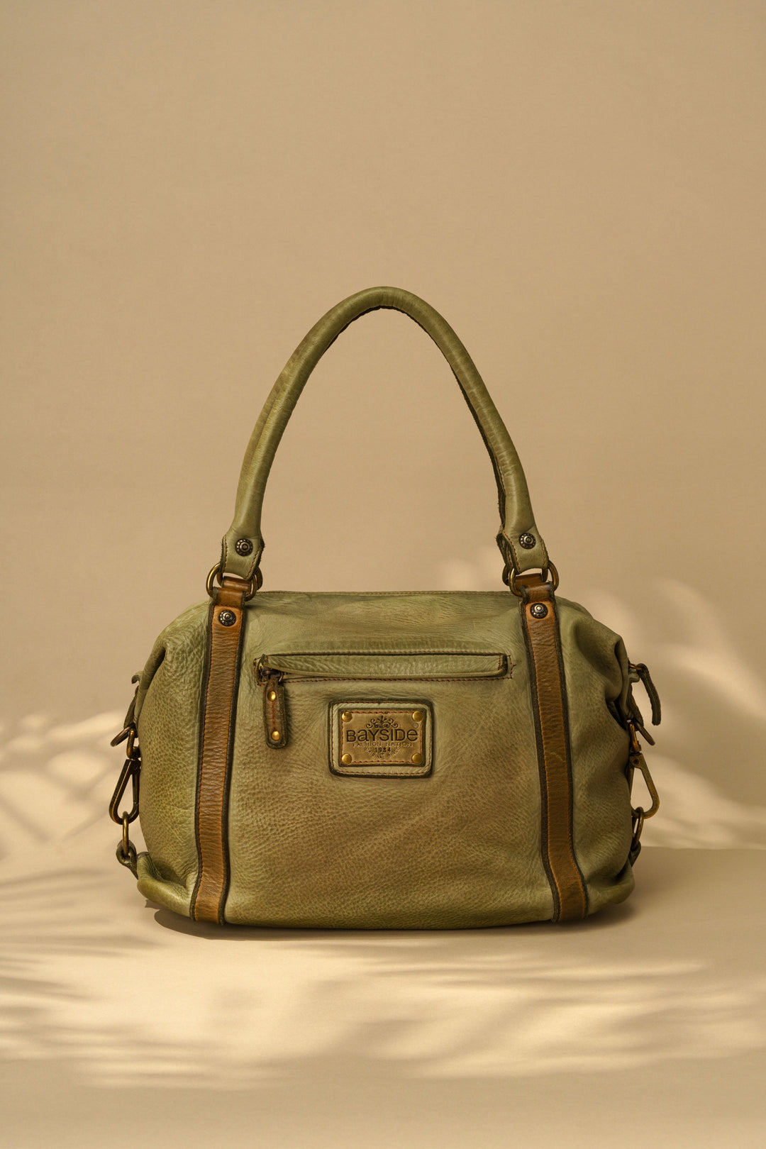 Bayside84 Motorcycle Studded Bag - Green Sage