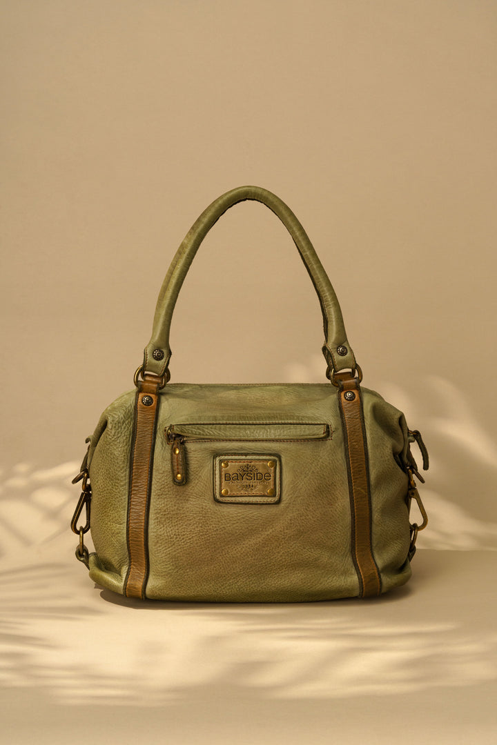 Bayside84 Motorcycle Studded Bag - Green Sage