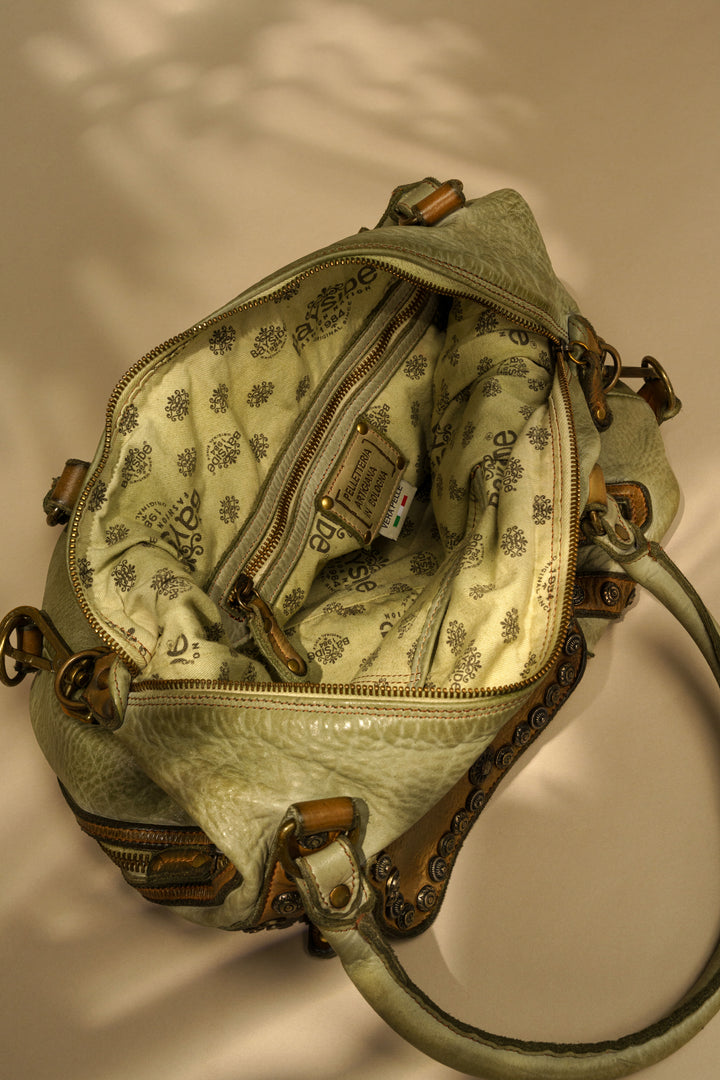 Bayside84 Motorcycle Studded Bag - Green Sage