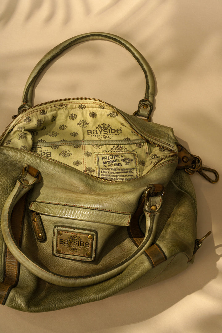 Bayside84 Motorcycle Studded Bag - Green Sage