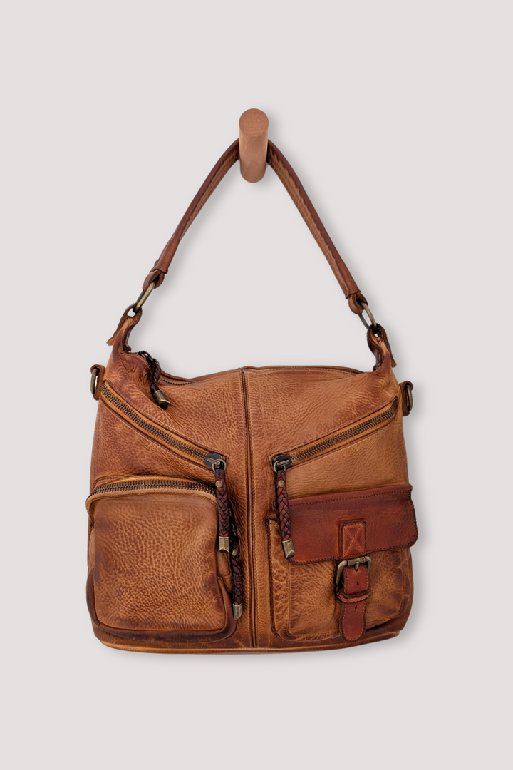 Bayside84 Multipocket Shoulder Bag - Cognac