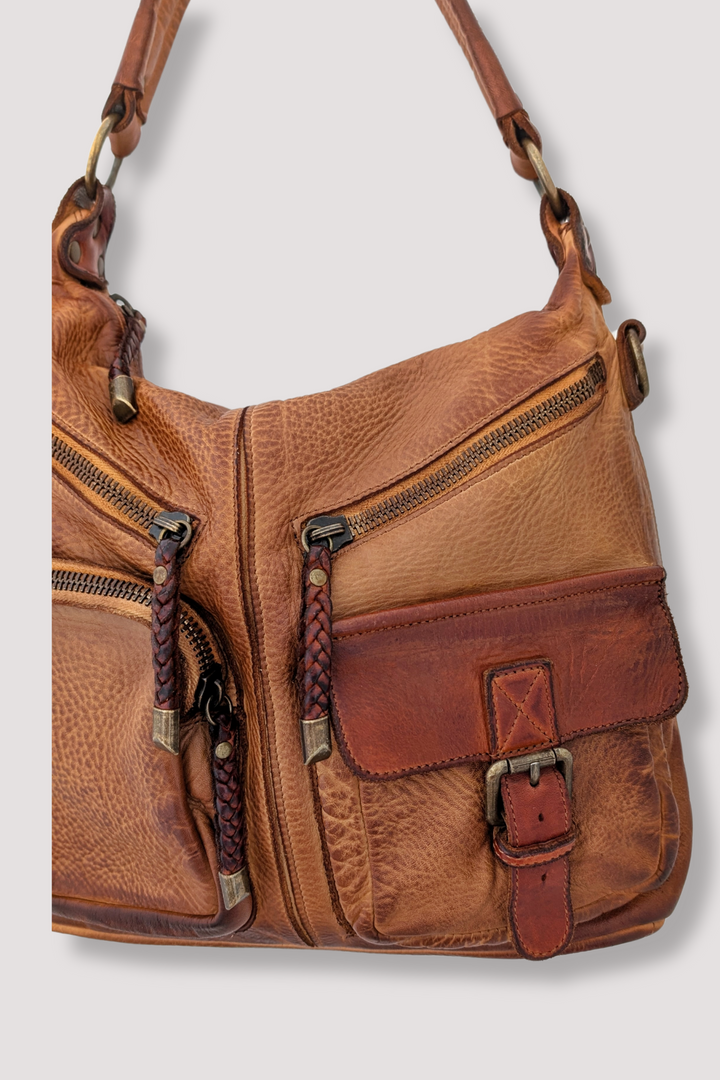 Bayside84 Multipocket Shoulder Bag - Cognac