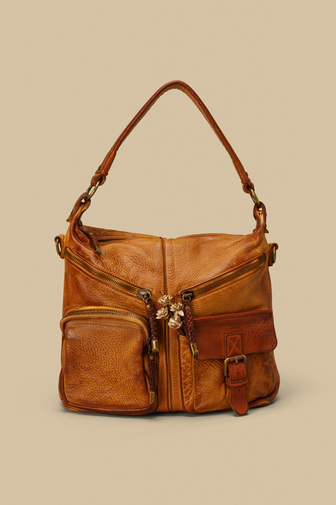 Bayside84 Multipocket Shoulder Bag - Cognac