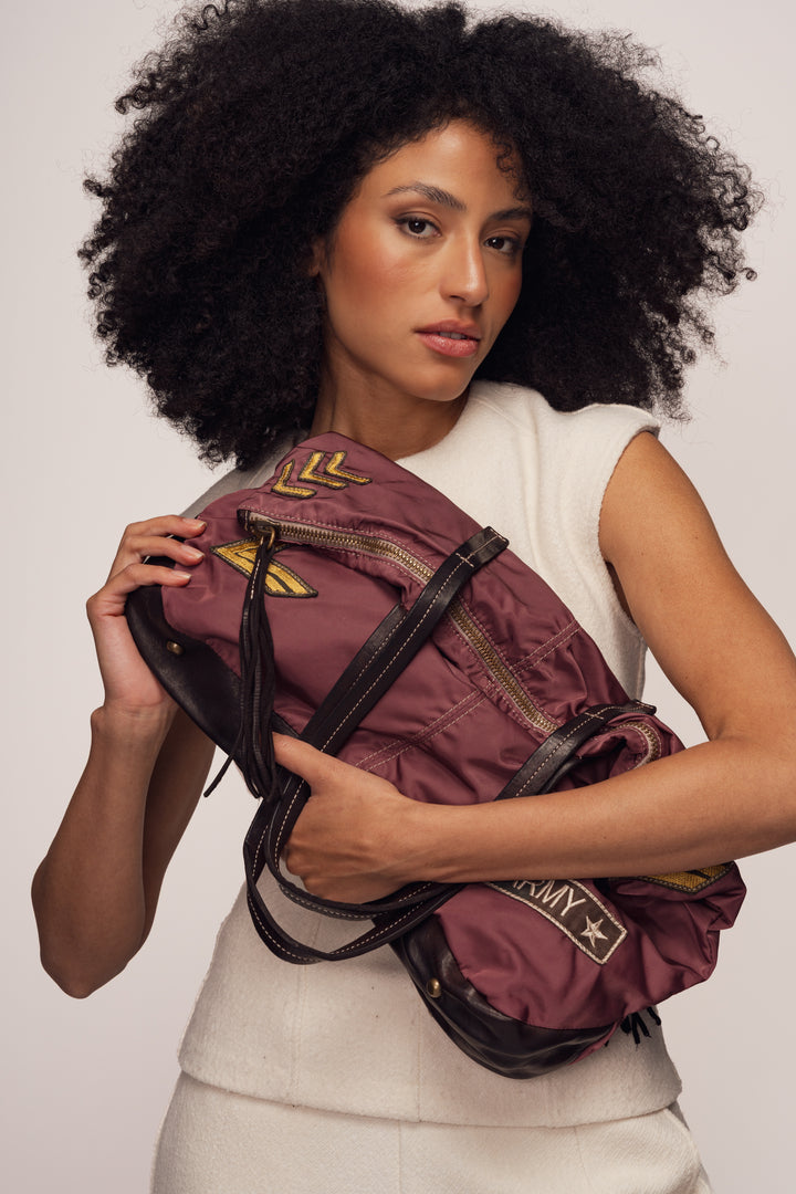 Militare Recycled Nylon Tote - Vaccetta Leather - Vintage Rose