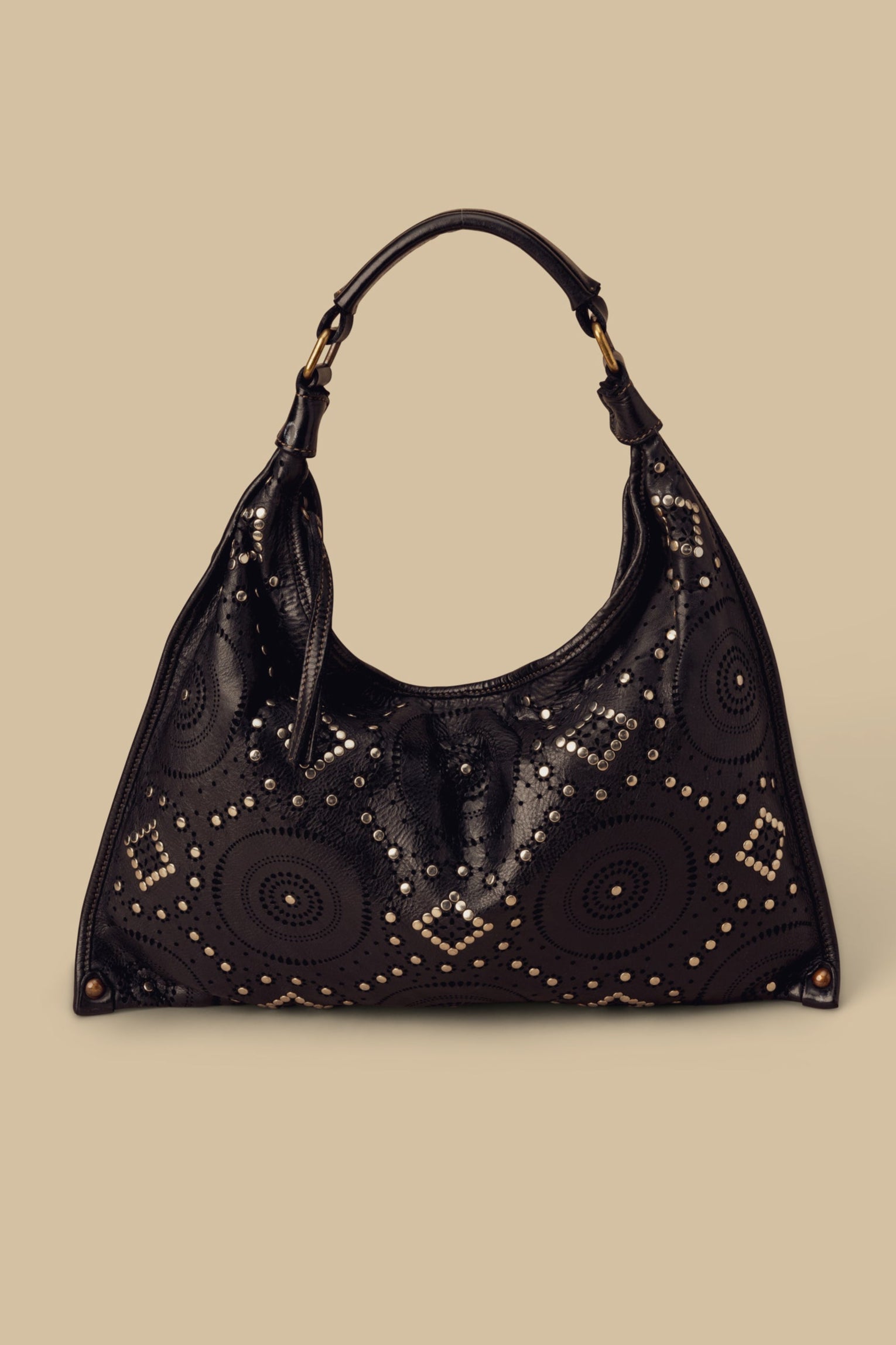 00’s archive leather shoulder bag BLACK Vintage 80s 90s Medium Soft Patchwork Leather Handbag