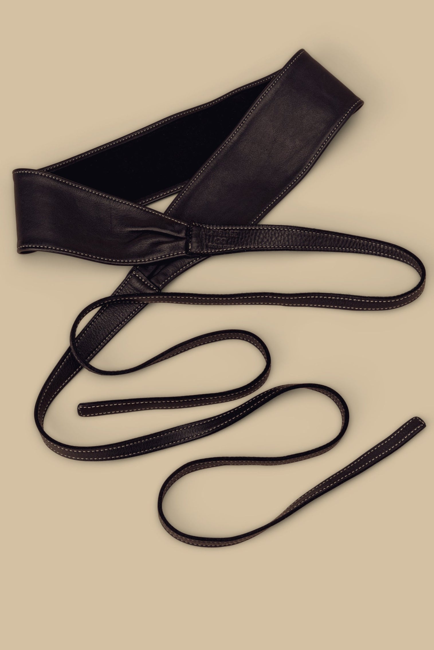soft black leather tie belts