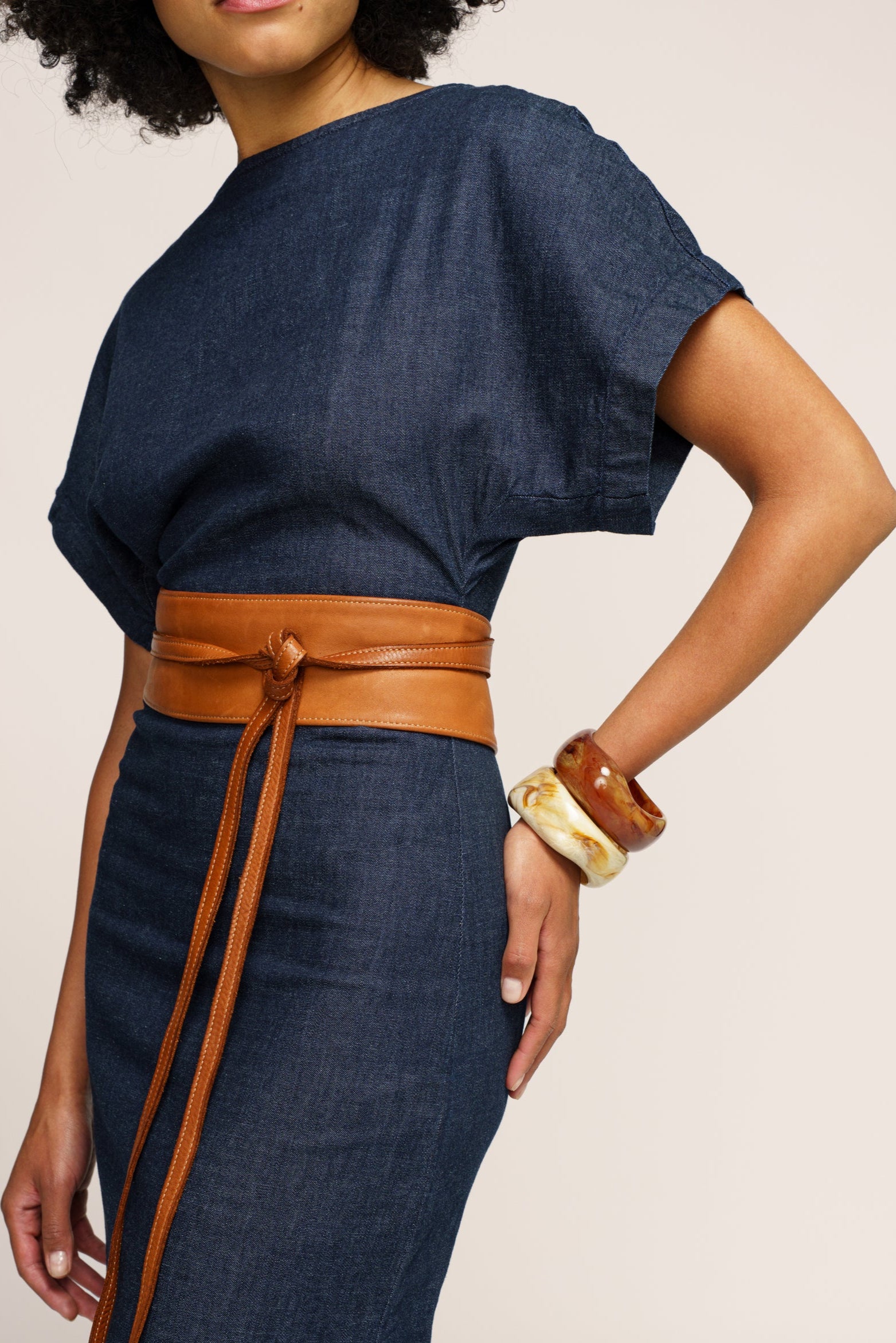 Italian Leather Soft Obi Wrap Belt - Cognac | Lusher – LUSHER.co