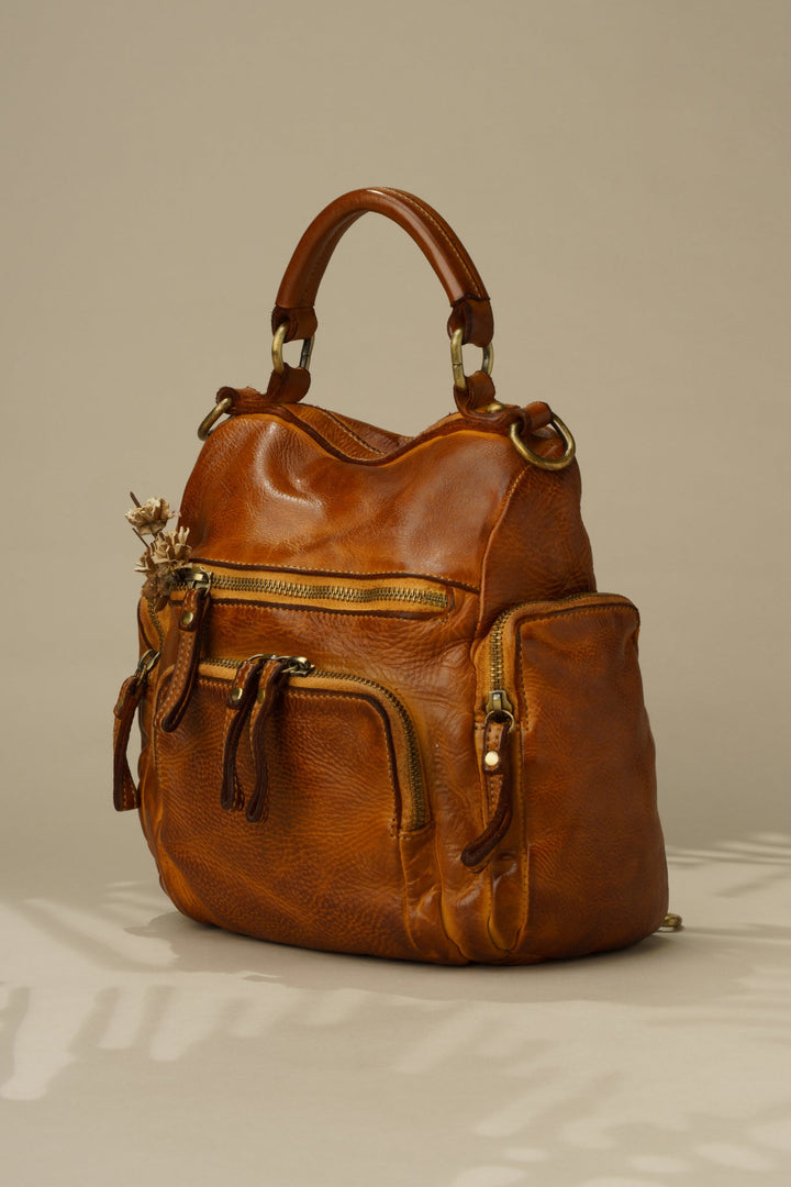 LUSHER MINI QUEST BACKPACK PURSE - COGNAC, QUEST MINI BACKPACK PURSE IN COGNAC