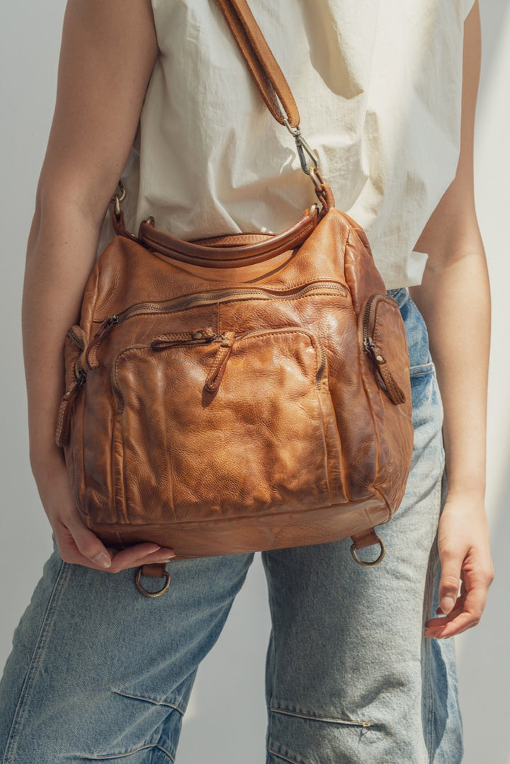 Quest Backpack Purse - Cognac Rocks